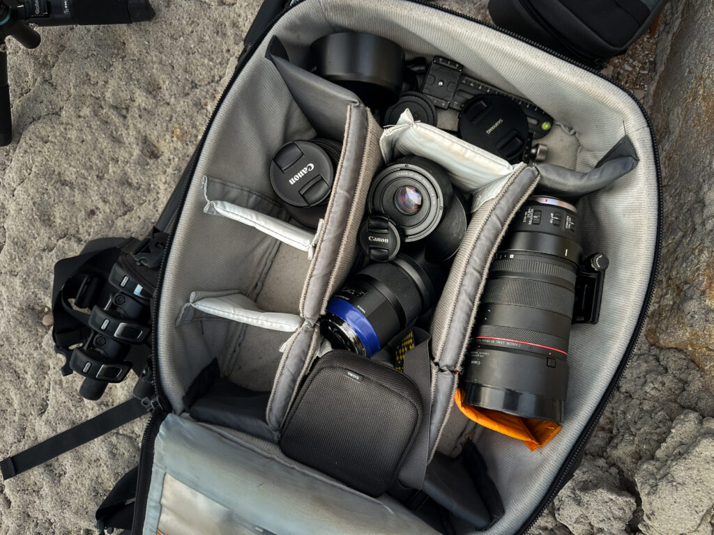 Fotorucksack unaufgeräumt